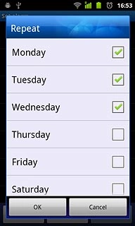 When the box next to a day is ticked (V), the day is selected.