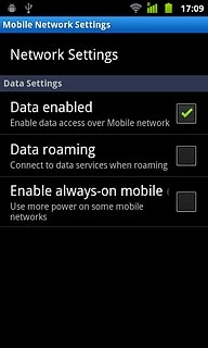 Press Data enabled to activate or deactivate data connections.