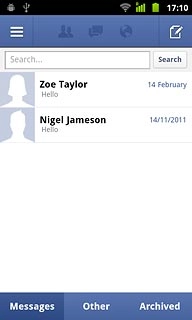 Press the menu icon (in the top left corner corner of the display).Follow the steps below to use Facebook.
