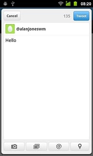 Key in the required status update and press Tweet.