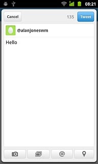 Key in the required text and press Tweet.