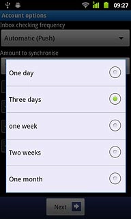 Press the required setting.
