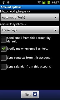 Press Notify me when email arrives to turn the function on or off.