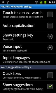 Press Show suggestions to turn the function on or off.