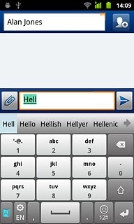 Press the required word to insert it.