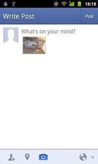 Key in text for the picture or the video clip.Press Post.