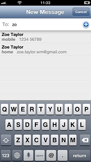 A picture message containing the picture or video clip is created.Key in the first letters of the required contact.Matching contacts are displayed.Press the required contact.