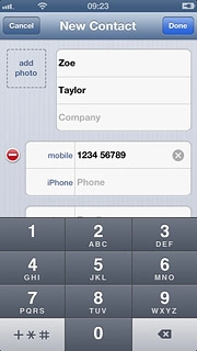 Press the field next to the phone number.