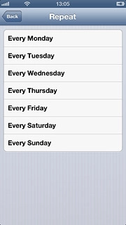 Press the required setting.