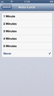 To turn off automatic key lock:Press Never.