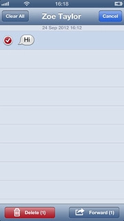 When a text message is ticked (V), it's selected.