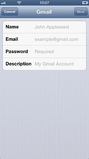 Press Name and key in the name you want to use as sender name in your email messages.