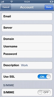 Press the indicator next to Use SSL.Depending on the current setting, security is turned on or off.