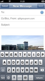 An email message containing the picture or video clip is created.Press To and key in the first letters of the required contact.