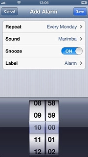 Press the indicator next to Snooze.Depending on the current setting, the function is turned on or off.