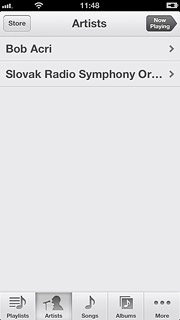 Press the required category at the bottom of the display.Go to the required audio file.