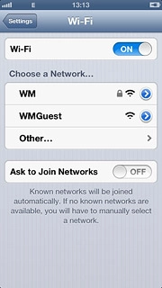 A list of Wi-Fi networks within range is displayed.Press the required Wi-Fi network.