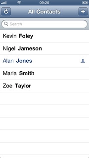 Press the required contact.The contact details are displayed.