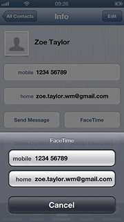 Press the required number or the required email address.