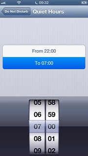 Drag the wheels to specify the period of time in which you don't want to be disturbed.