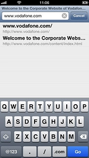 Key in the address of the required web page and press Go.