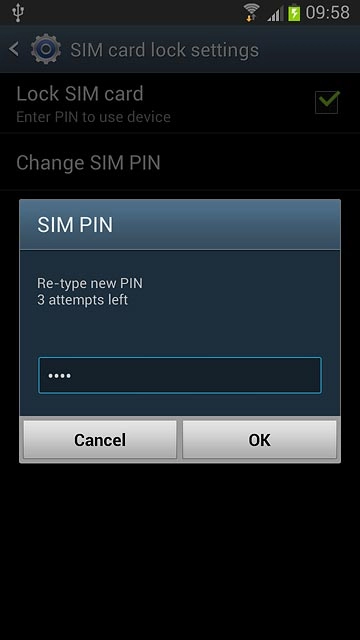 Key in the new PIN again and press OK.