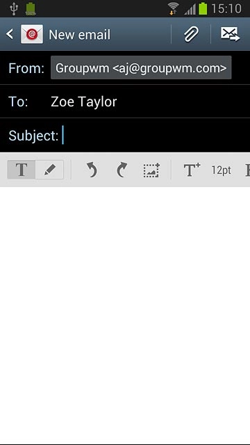 Press Subject.Key in a subject for the email message.