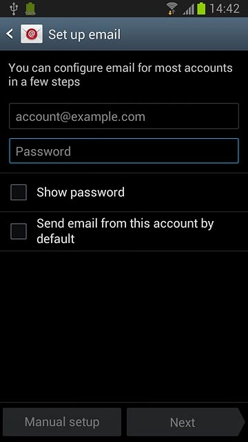Press Password and key in the password for your email account.