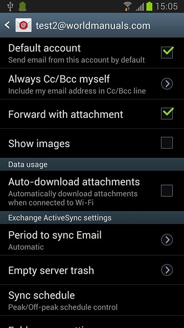 When the box next to the menu item is ticked (V), the account has been set as the default account.