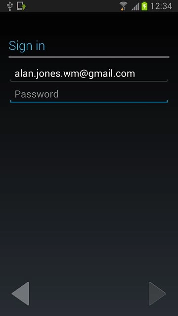 Press Password and key in the password for your Google account.