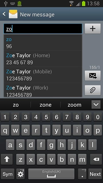 Press the required contact.
