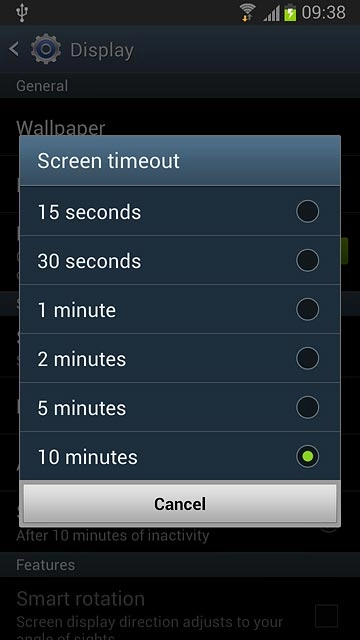Press the required period.
