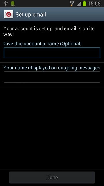 Press the field below Give this account a name (Optional) and key in a name for your email account (such as Private or Work).