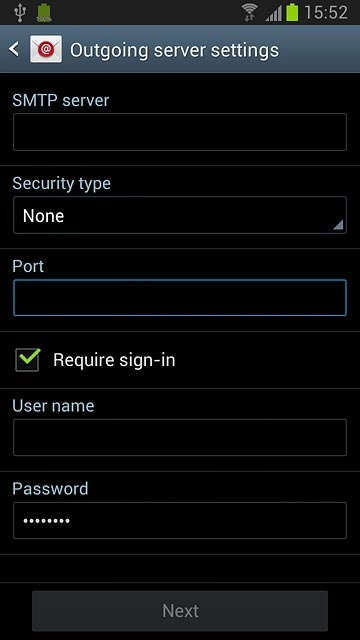 Press Require sign-in to turn SMTP authentication on or off.