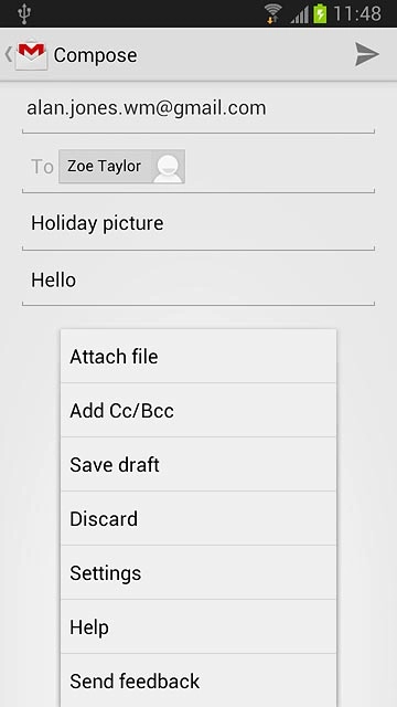 Press Attach file.Go to the required folder.