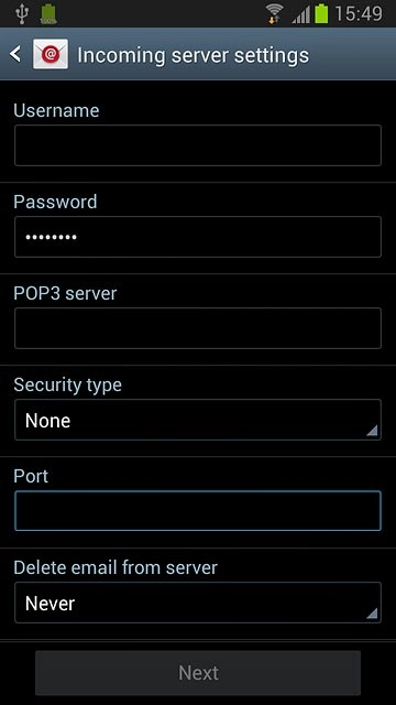 Press the drop down list below Delete email from server.
