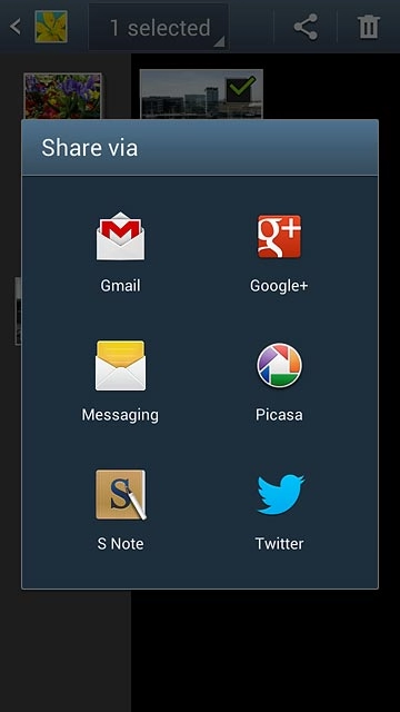 Press Gmail.An email message containing the picture or video clip is created.Key in the first letters of the required contact.Matching contacts are displayed.