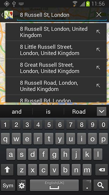 Press the required destination.