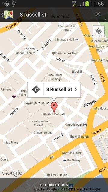 Press the information field above the destination.