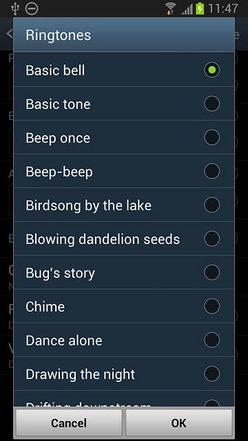 Once you've found a ring tone you like, press OK.