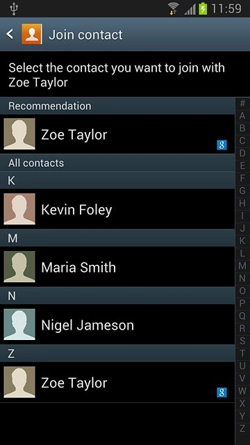 Press the required contact.