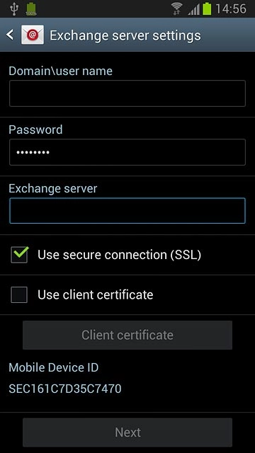Press Use secure connection (SSL) to turn SSL encryption on or off.