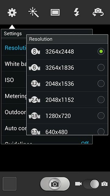 Press the required resolution.