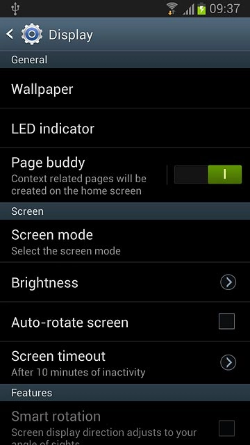 Press Screen timeout.