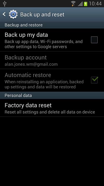 Press Factory data reset.