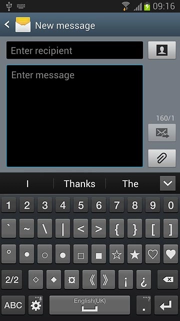 Press ABC to return to text input.