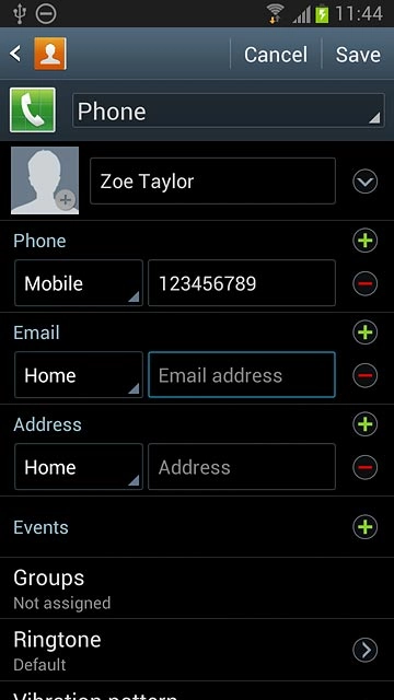 Press Email address and key in the required email address.