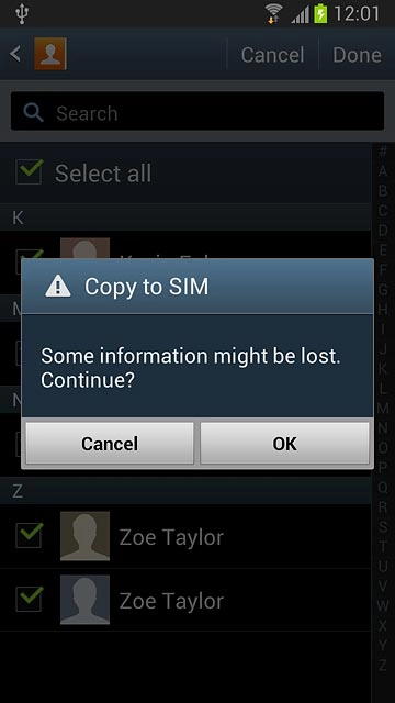 Press OK to confirm.