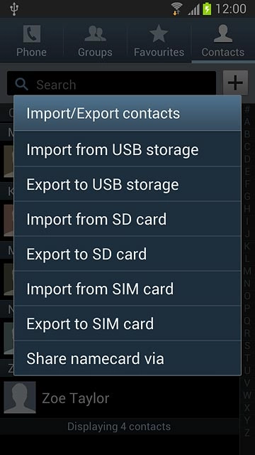 Press Import from SIM card.
