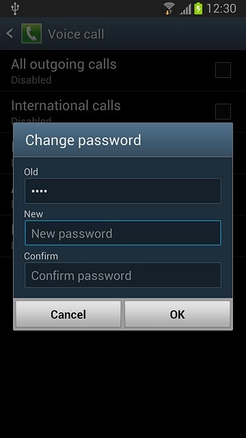 Press New password and key in a new barring password.